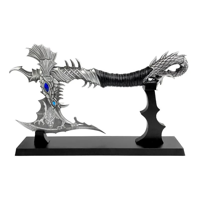 Photo 1 of Black Wooden Stand Display For Fantasy Edge Stainless Steel Dragon Axe