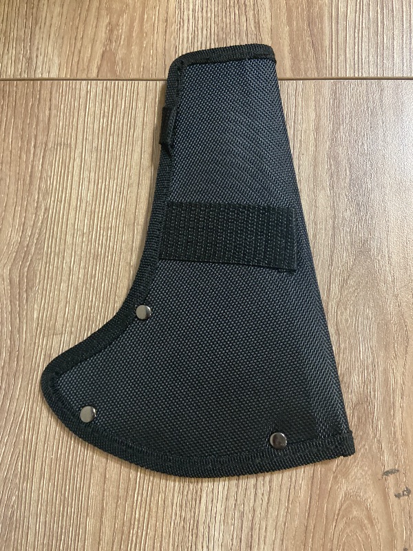 Photo 1 of black nylon sheath designed for a small camping hatchet or throwing axe for a Frost Cutlery Tac Xtreme Pickaxe FRTX61B
