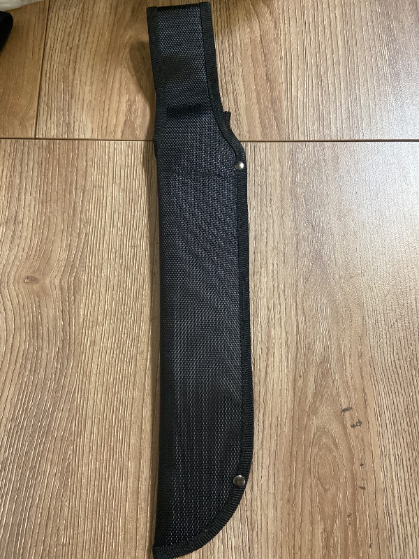 Photo 1 of 2pack black nylon machete sheath, designed for a fixed-blade tool with a slightly curved or "bush" style