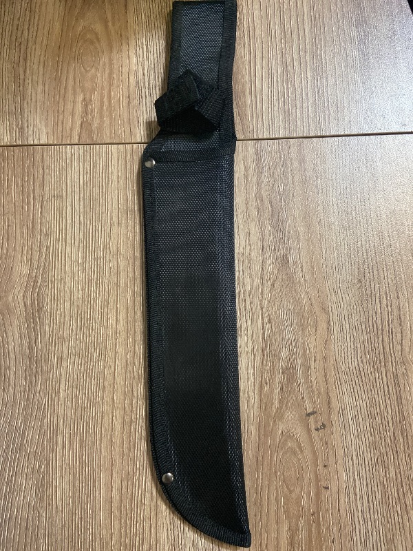 Photo 1 of 2pack black nylon machete sheath, designed for a fixed-blade tool with a slightly curved or "bush" style