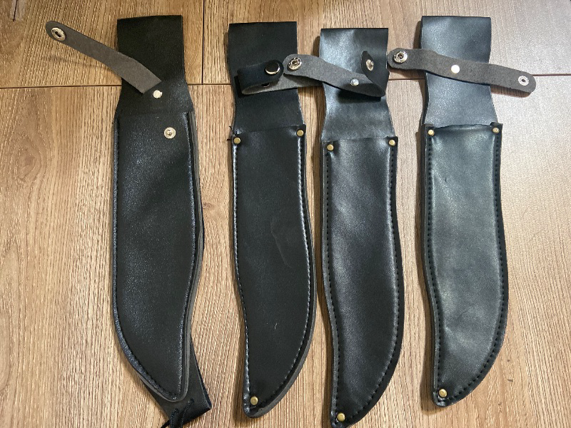 Photo 1 of 4pack Black Genuine Leather Knife Sheath for Fixed Blade Knives Holster Fits 6.5, 7, 8 Inch Blade Camping Hunting Bushcraft Knife with Belt Loop
