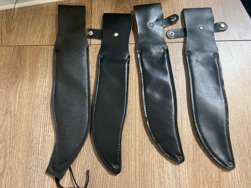 Photo 1 of 4pack Black Genuine Leather Knife Sheath for Fixed Blade Knives Holster Fits 6.5, 7, 8 Inch Blade Camping Hunting Bushcraft Knife with Belt Loop