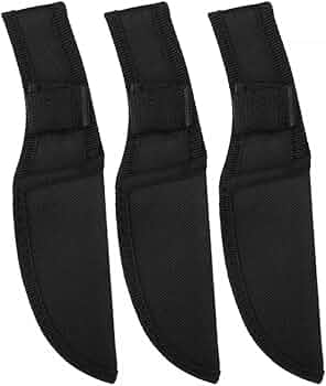 Photo 1 of 3pack black nylon sheaths are designed for holding tactical throwing knives and feature adjustable Velcro straps.