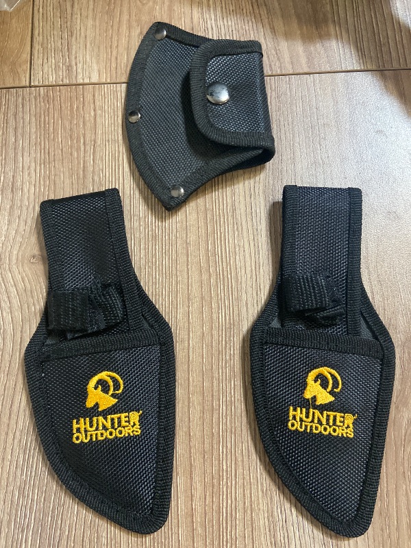 Photo 1 of 3 pack Hunter Outdoors branded black nylon sheaths for hunting knives.