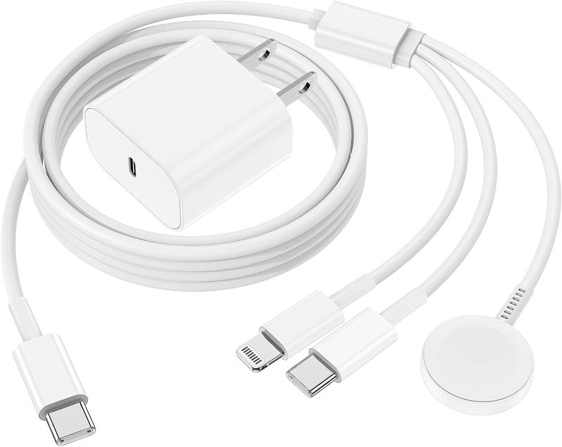 Photo 1 of Apple Watch Charger,Apple iWatch Magnetic Fast Charger to USB C Cable,3 in 1 Multi Charging Cable 6 FT Compatible with Watch Series Ultra 3/2/SE/11/10/9/8/7/6/5/4/3/2/1,iPhone 17/16/15/14/13/12