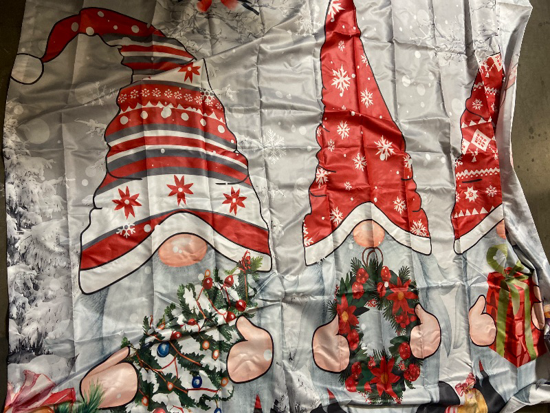 Photo 1 of 6x13ft Christmas Garage Door Banner Cover Decorations, Gnomes Silver Leaves Snowflake Xmas Tree Grey Outdoor Hanging Garage Door Covers Christmas Thanksgiving Large Wall Backdrop for Holiday Party,6x13ft