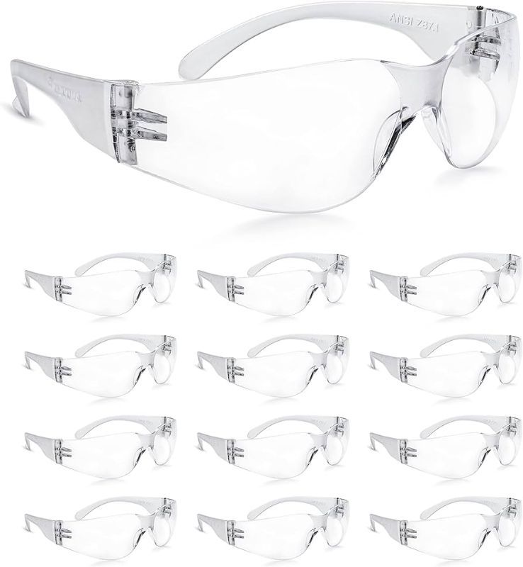 Photo 1 of 12 Pack Safety Glasses ANSI Z87+ Certified Protective Eyewear Goggles for Men and Women with UV Eye Protection