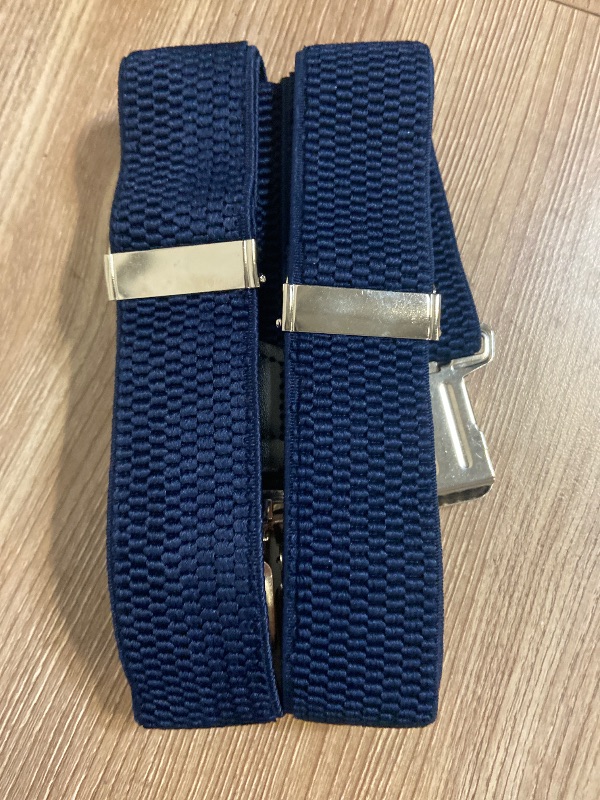 Photo 1 of Fasker Mens Suspenders X-Back Wide Adjustable Solid Straight Heavy Duty Clip Suspenders for Men Women, X-Back Navy Blue