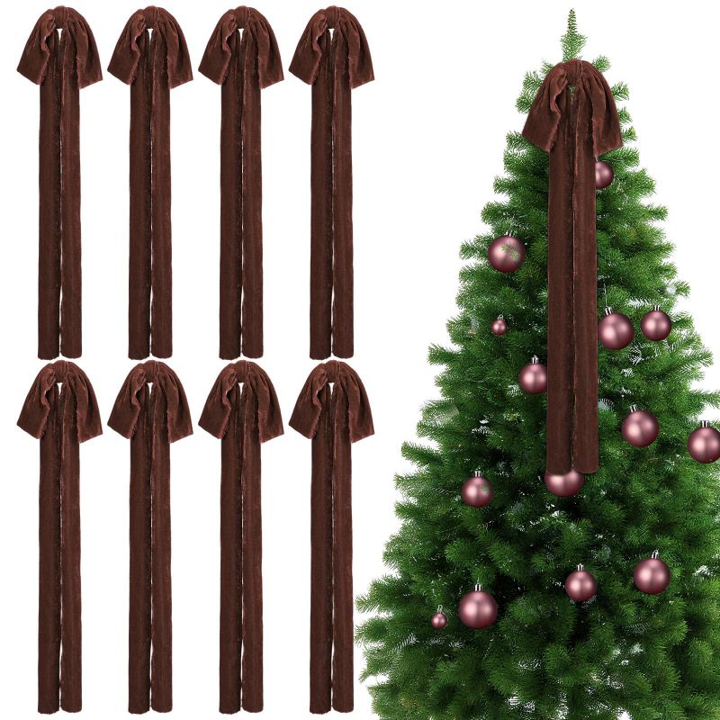 Photo 1 of Daifunli 8 Pcs Extra Large Valentines Day Velvet Bows, 17.7 x 8.7 Vintage Raw Edge Ribbon Swag Bows for Romantic Home Decor, Door Wall Mantel Hanging Decorations(Dark Brown,8.7 x 17.7 x 1.5 in)
