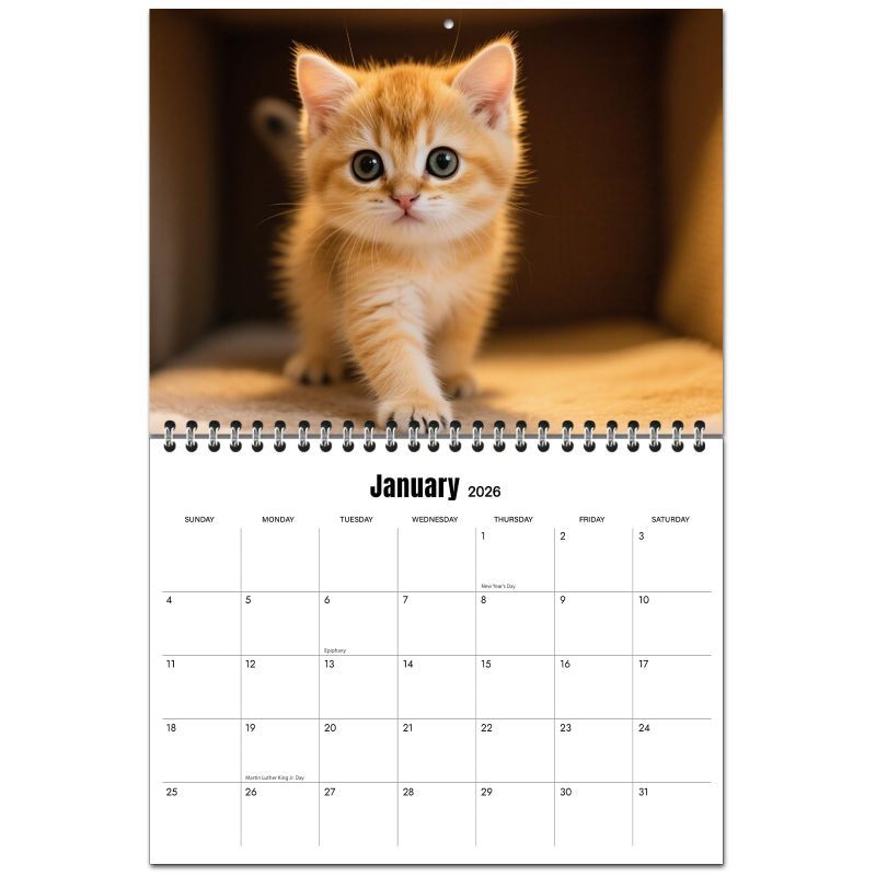 Photo 1 of Cat Calendar 2026 Calendar,Cute Kitten Wall Calendar 2026,Large Bookstore-Quality,Spiral-Bound Hanging Monthly Wall Planners for Kitchen & Office,Pet calendar - 11x17Inch