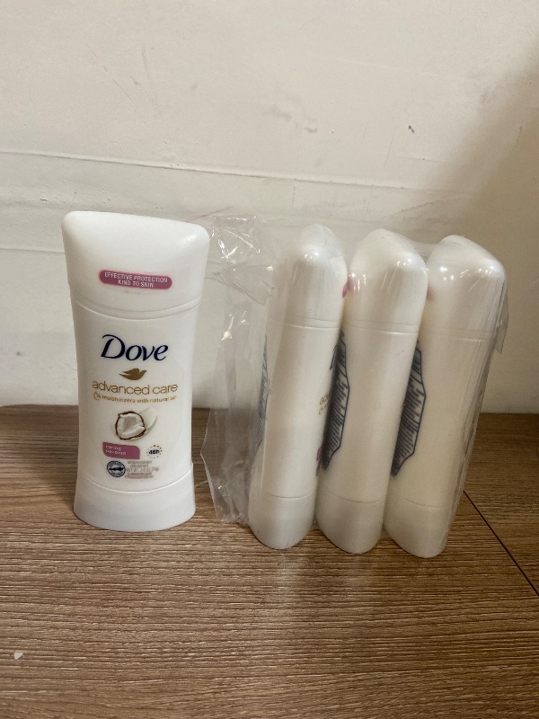 Photo 1 of Dove Advanced Care Antiperspirant Deodorant Stick Caring Coconut 4 ct for helping your skin barrier repair after shaving 72-hour odor control and sweat protection with Pro-Ceramide Technology 2.6 oz