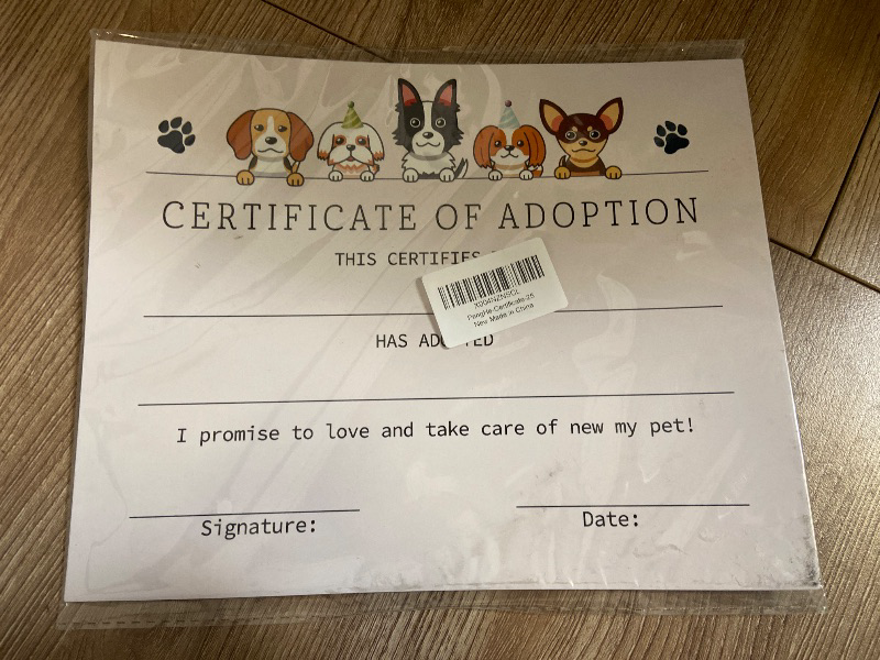 View 2 of 25 Certificate of Adoption Awards, 8 X 10 Inches Adopt A Pet Certificate Paper for Boy Girl Dog Lover, Adoption Decorations for Pet Birthday Party -09

