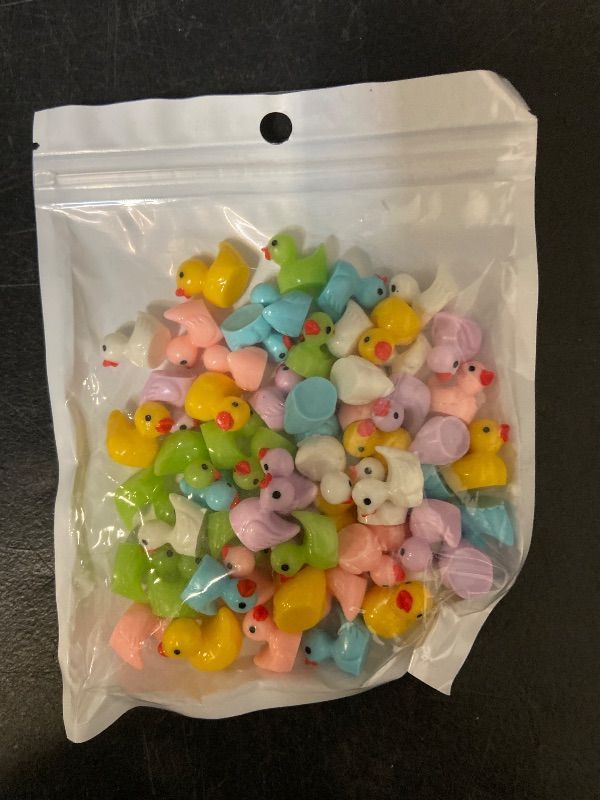 Photo 1 of 60 Pcs Tiny Duck Figures Mini Resin Duck Miniature Bead Slime Charms for Dollhouse Garden Landscape Aquarium Decoration(Multicolored)