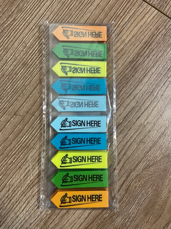 Photo 1 of 2PK 800 Sheets Sign Here Index Marker, Assorted Colors Sign Here Tabs Sign Post Here Index, Flags Vital Signs Sticky Notes for documents notebooks Contracts, Books,Files or Notary Supplies