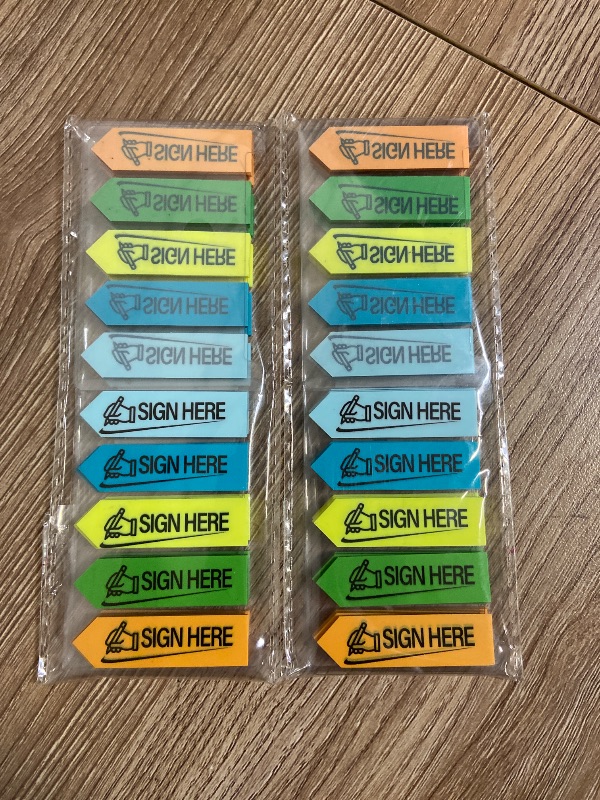 Photo 1 of 2PK 800 Sheets Sign Here Index Marker, Assorted Colors Sign Here Tabs Sign Post Here Index, Flags Vital Signs Sticky Notes for documents notebooks Contracts, Books,Files or Notary Supplies