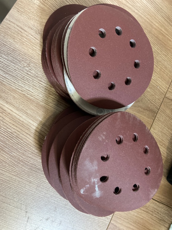Photo 1 of 150pcs Sanding Discs Set, 5-Inch 8-Hole Sandpaper, Including 60,80,100,120,150,180,240,320,400,600 Grit for Woodworking or Automotive (400 Grit 150pcs)
