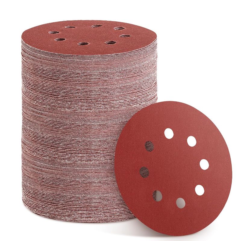 Photo 1 of 150pcs Sanding Discs Set, 5-Inch 8-Hole Sandpaper, Including 60,80,100,120,150,180,240,320,400,600 Grit for Woodworking or Automotive (400 Grit 150pcs)