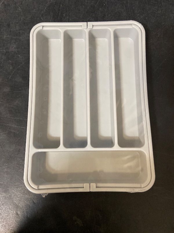 Photo 1 of AUJEN Silverware Organizer - Expandable Kitchen Drawer Organizer, Adjustable Utensil Organizer, Cutlery Tray for Forks, Knives, Multipurpose Kitchen Organizers and Storage Solution, Light Grey, Medium