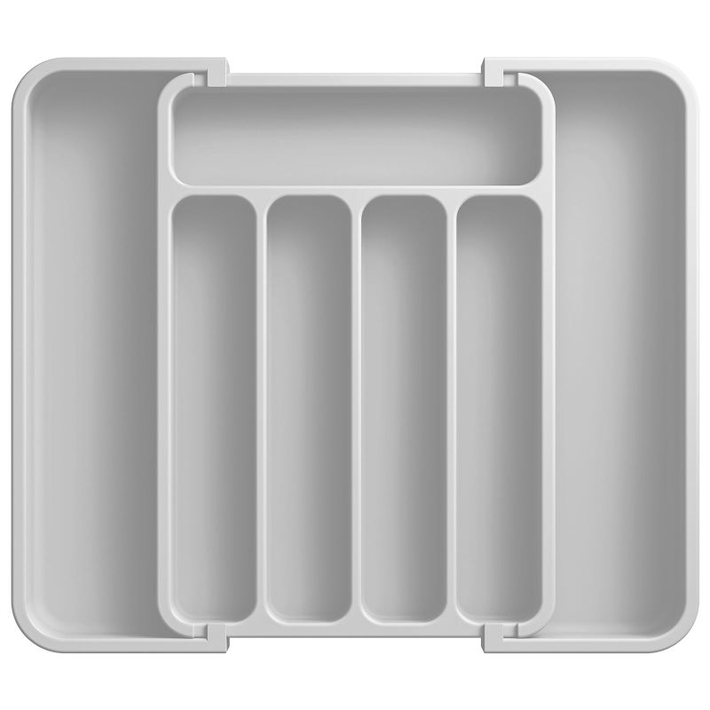 Photo 1 of AUJEN Silverware Organizer - Expandable Kitchen Drawer Organizer, Adjustable Utensil Organizer, Cutlery Tray for Forks, Knives, Multipurpose Kitchen Organizers and Storage Solution, Light Grey, Medium