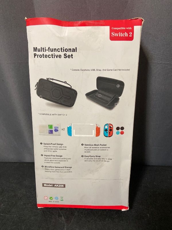Photo 1 of AKNES Switch 2 Accessories Bundle Kit, Carrying Case for Nintendo Switch 2 (2025), Clear Slim Dockable Protective Case, Silicone and PC JoyCon Case Cover, Glass Screen Protectors, Thumb Grip Caps