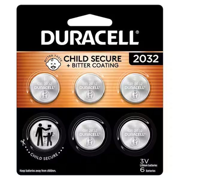 Photo 1 of CR2032 3-Volt Lithium Coin Battery with Child Safety Features for Apple AirTag and Key Fobs (6-Pack)
