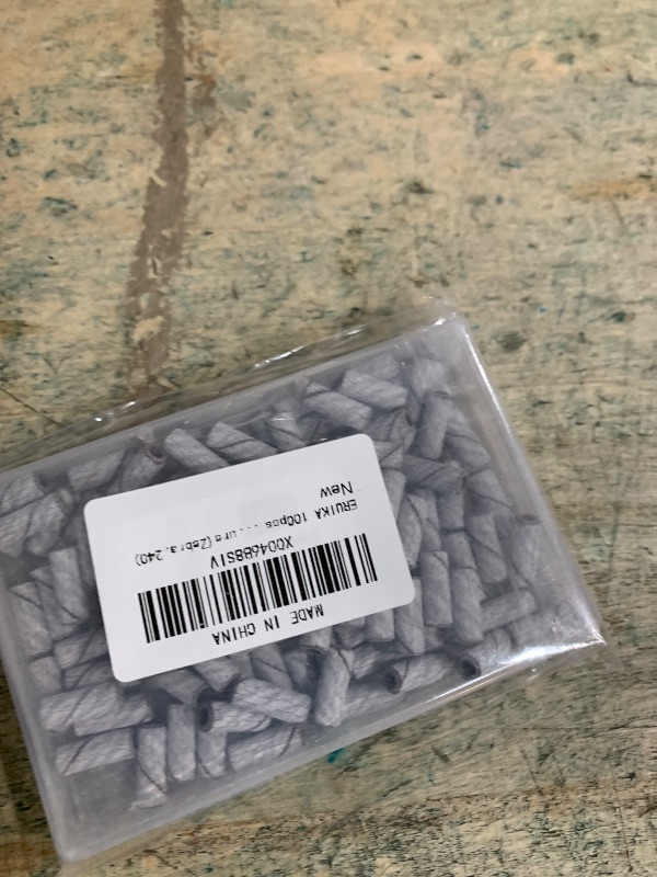 Photo 1 of 100pcs Nail Drill Bits Small Sanding Bands with Upgrade 3.1mm Mandrel Bit, 240 Extra Fin