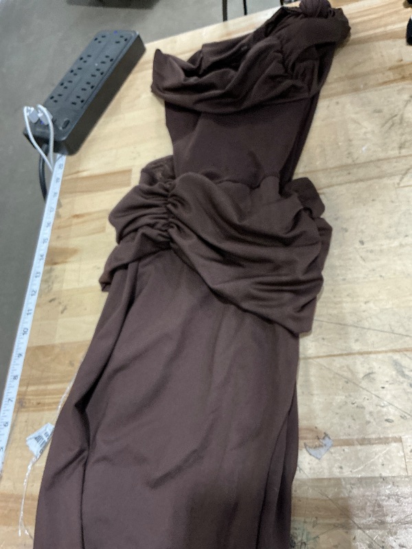 Photo 1 of *medium* Women’s Maxi Dress Removable Spaghetti Straps Knotted Twist Sweetheart See Through Night Club Party Cocktail Bodycon Dress Brown