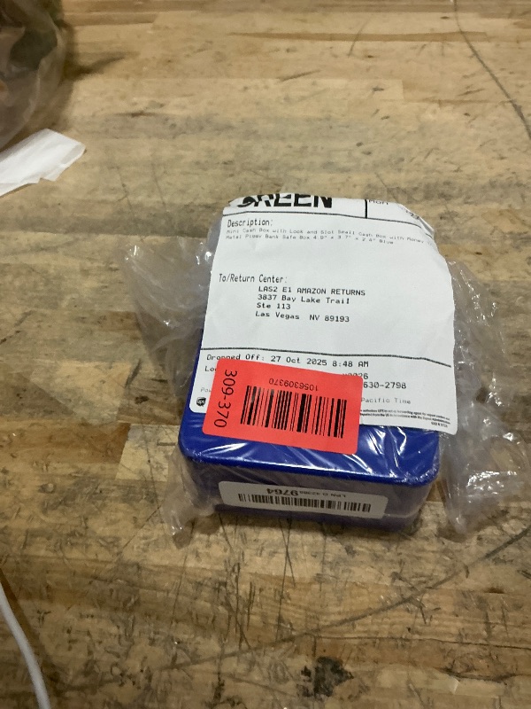 Photo 1 of ***MISSING KEYS*** Mini Cash Box with Lock and Slot Small Cash Box with Money Tray Metal Piggy Bank Safe Box 4.9" x 3.7" x 2.4" Blue