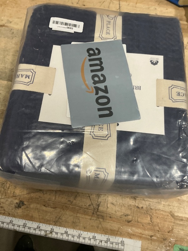 Photo 1 of 100% Cotton Waffle Weave Bed Blanket | Soft, Breathable, and Lightweight Blanket for All-Season | Perfect for Layering | Brielle Collection (Full/Queen, Navy)