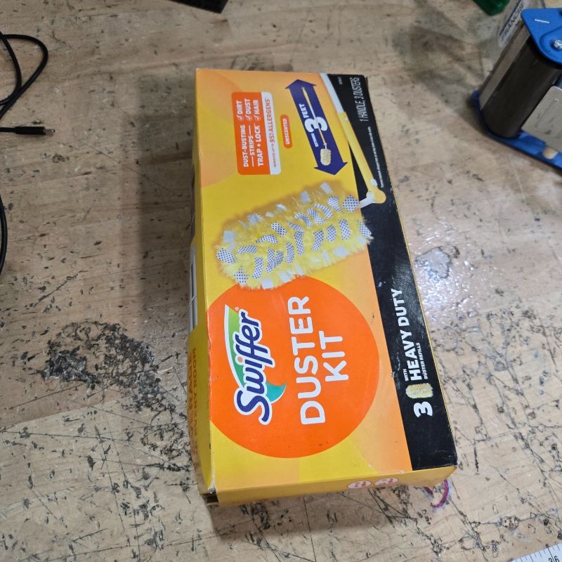 Photo 1 of ***PARTIAL SET/MISSING ASSEMBLY PIECESA**** Swiffer Duster Heavy Duty 3 ft Extendable Handle Starter Kit with 3 Refills