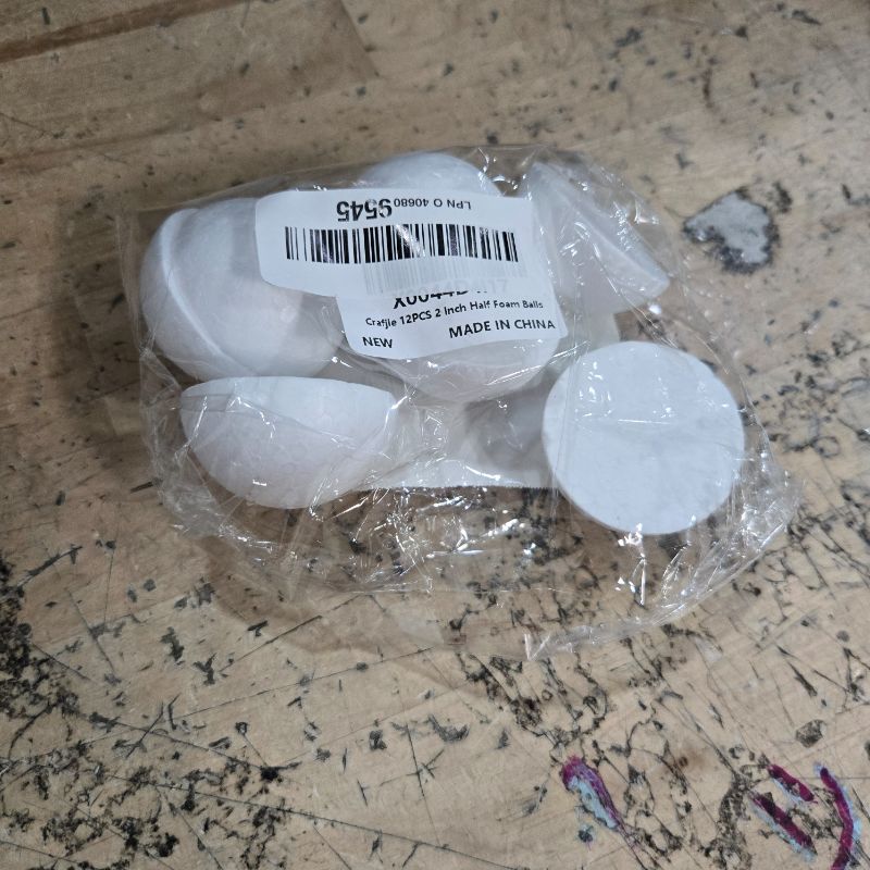 Photo 1 of **PARTIAL SET 7 *** Crafjie 12PCS 2 Inchs White Half Round Foam Balls Polystyrene Half Foam Balls Craft Supplies Hemispherical Christmas Craft Ballfor DIY Home Craft Project and Art Decoration