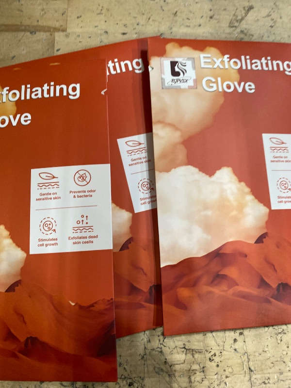 Photo 1 of ** PACK OF 3 **Exfoliating Glove Body Scrubber, Exfoliating Body Scrubber Exfoliating Mitt for Normal to Dry Skin, Body Exfoliator for Self-Tan Removal and Applicationin, Made of Viscose Fiber ?2 Black?