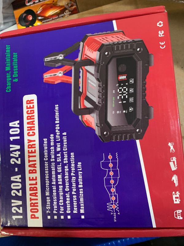 Photo 1 of **possibly for parts unknown damages/untested**  YONHAN Battery Charger 20A 12V/24V LiFePO4 Lead Acid Fully Automatic Battery Maintainer, Car Battery Trickle Charger Automotive w/Repair, Winter Mode, for AGM, STD, Gel, Deep Cycle Batteries