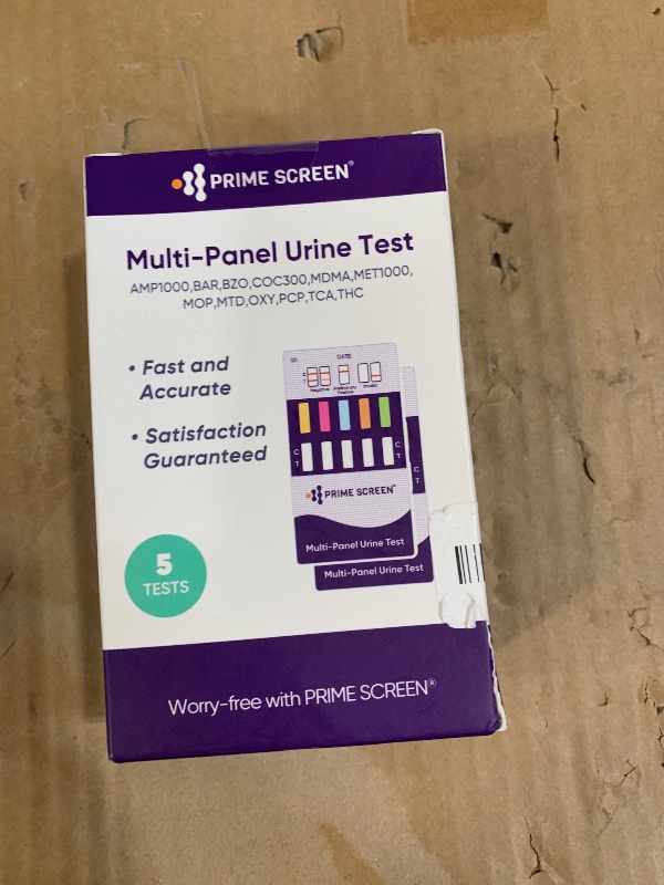 Photo 1 of [5 Pack] Prime Screen 12 Panel Urine Test (AMP,BAR,BZO,COC,mAMP,MDMA,MOP/OPI 300,MTD,OXY,PCP,TCA,THC) - WDOA-7125