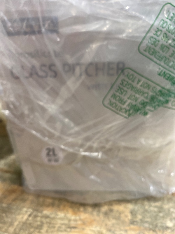 Photo 1 of 2 Pack 2 Liter/68 oz Square Glass Pitcher with Lid, Classic Stripes Water Pitchers with Handle for Fridge, Large Jug for Iced Tea, Coffee, Borosilicate Glass Carafe for Hot/Cold Brew Drink, Gold