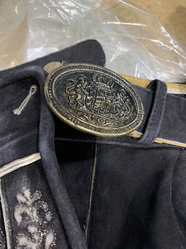 Photo 1 of ***SEE NOTES*** AlpsOak Lederhosen Men - Authentic German Bavarian and Oktoberfest Costume for Men - Genuine Leather (US, Waist, 42, Regular, Forest Black)