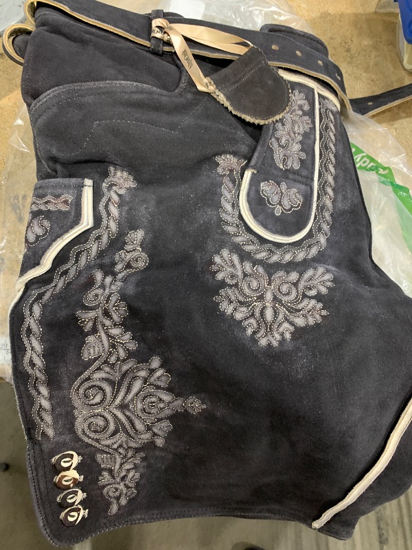 Photo 1 of ***SEE NOTES*** AlpsOak Lederhosen Men - Authentic German Bavarian and Oktoberfest Costume for Men - Genuine Leather (US, Waist, 42, Regular, Forest Black)