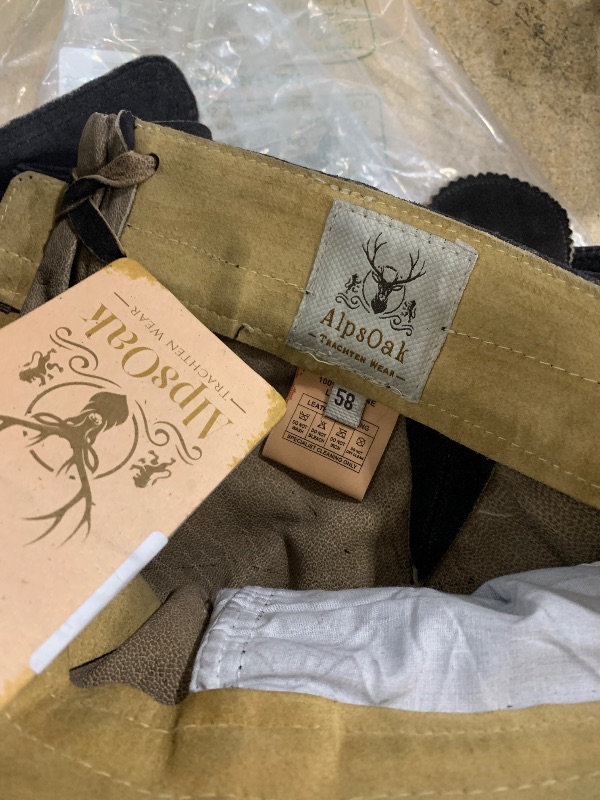 Photo 1 of ***SEE NOTES*** AlpsOak Lederhosen Men - Authentic German Bavarian and Oktoberfest Costume for Men - Genuine Leather (US, Waist, 42, Regular, Forest Black)