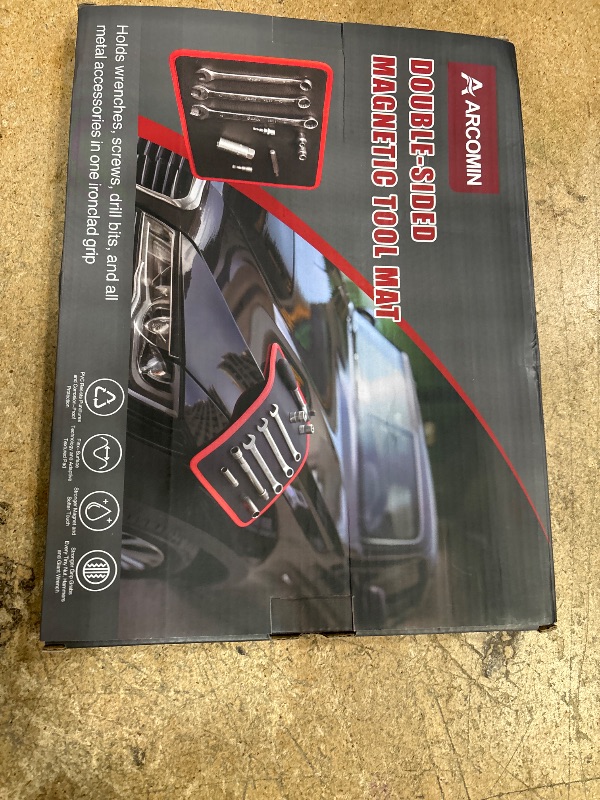 Photo 1 of ?Arcomin Magnetic Tool Mat & Holder | 12.8"x9.8" Flexible Magnetic Tray for Garage Workshop, Scratchproof PVC Surface with Non-Slip Grip | Auto Repair, Toolbox Organizer for Mechanics & DIY