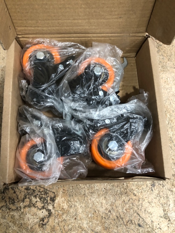 Photo 1 of 2 Inch Caster Wheels, Threaded Stem Casters Set of 4 Heavy Duty, 1/4"-20x1 (Screw Diameter 1/4", Stem Length 1"), Safety Dual Locking Industrial Castors, Wheels for Cart, Furniture