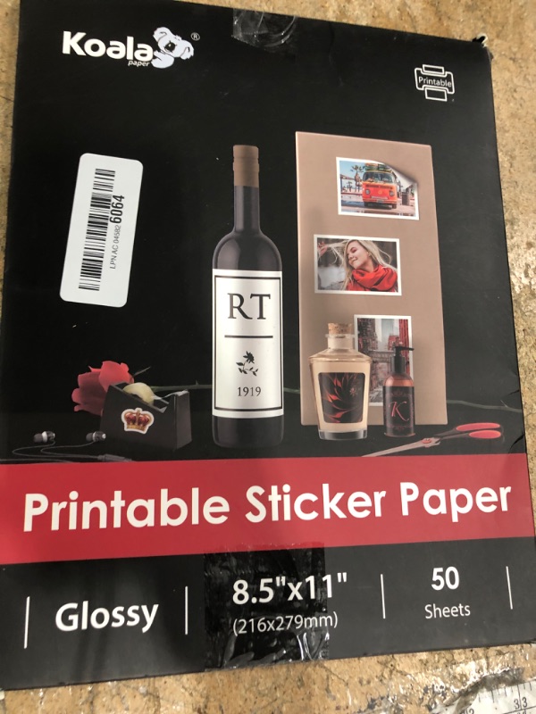Photo 1 of (50 Sheets) Koala Glossy Sticker Paper for Inkjet Printer, Printable Sticker Paper White, 8.5x11 Inch Self-Adhesive Photo Sticker Printer Paper