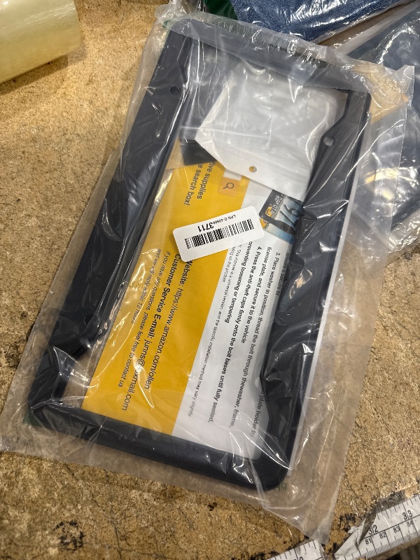 Photo 1 of 2 Pack OLLEN Gloss Black License Plate Frames, Aluminum Alloy Heavy Duty Car Tag Holder Protector, with Mount Hardware, Car Cup Coasters, Anti-Theft Caps, Rattle Proof Pads, Screwdriver, Black