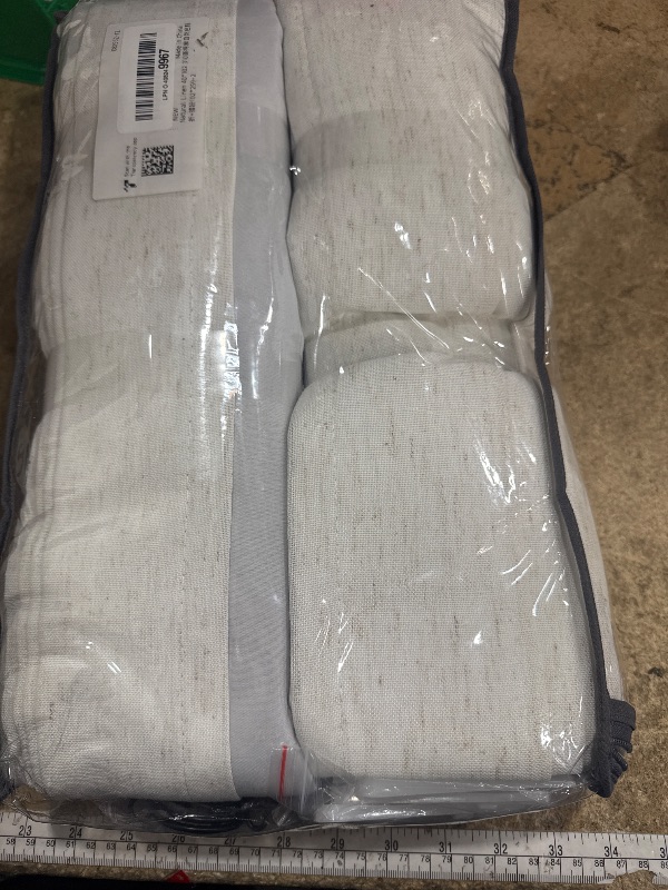 Photo 1 of 102 Inches Long Pinch Pleated Linen Blackout Curtains for Bedroom Back Tab Track Memory Trained Shape Farmhouse Light Blocking Curtains 102 Inch Length for Living Dining Room Darkening Drapes Cream