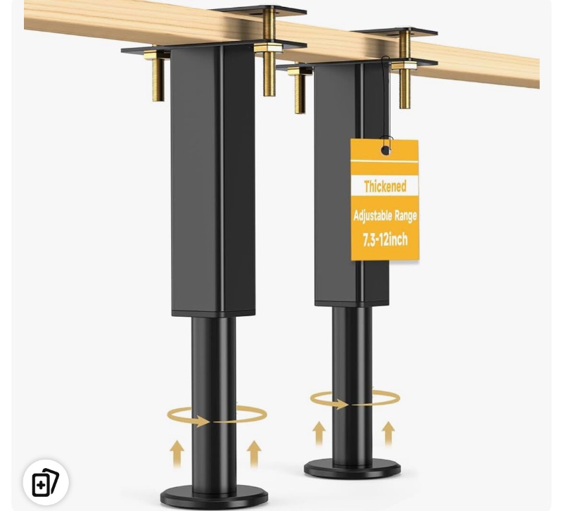 Photo 1 of 1 is broken***
2PCS Adjustable Height Bed Support Legs, 7.3-12 In, Metal Heavy Furniture Legs with Rubber Non-Slip Base for Sofa/Cabinet/Couch/Dresser/Table, Furniture Feet Replacement for King Queen Bed Frame Slat
