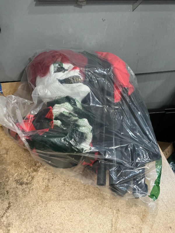 Photo 1 of [ Sound Activated ] 60" Halloween Animatronic Clown, Scary Animated Standing Clown with Rotating Head Flashing Red Eyes Creepy Sound for Halloween Decorations Outdoor Indoor Yard Party Haunted House