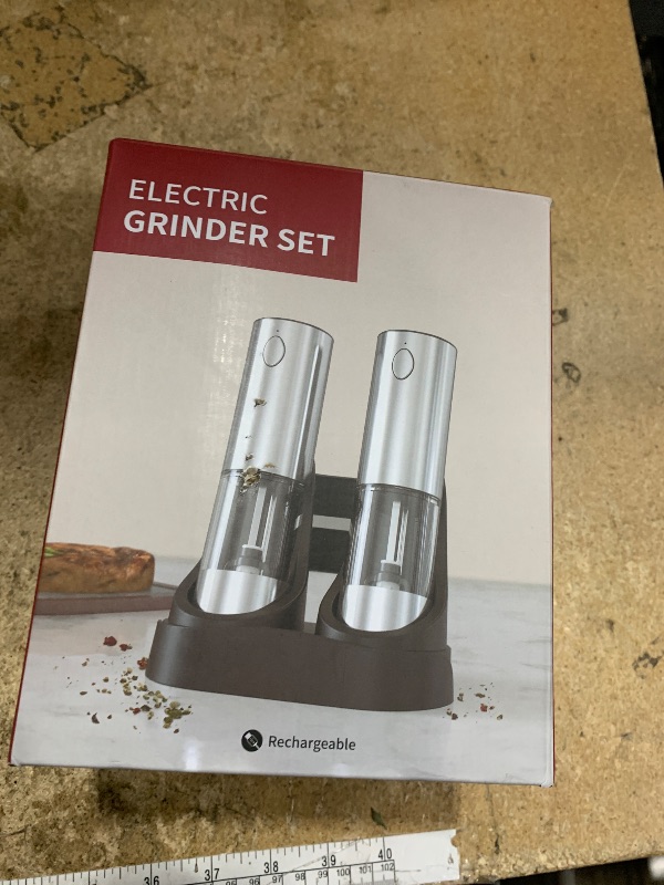Photo 1 of [Upgraded Larger Capacity]Electric Salt and Pepper Grinder Set Tomentific, Automatic Pepper Mills with Easy-to-Carry Dual Charging Station and Adjustable Coarseness, LED Light, Stainless Steel