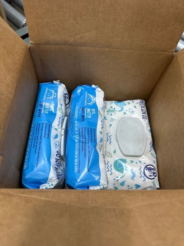 Photo 1 of *** PARTIAL SET *** Amazon Brand - Mama Bear 99% Water Based Baby Wipes, Hypoallergenic for Sensitive Skin, Fragrance Free, 432 Count (6 Packs of 72)