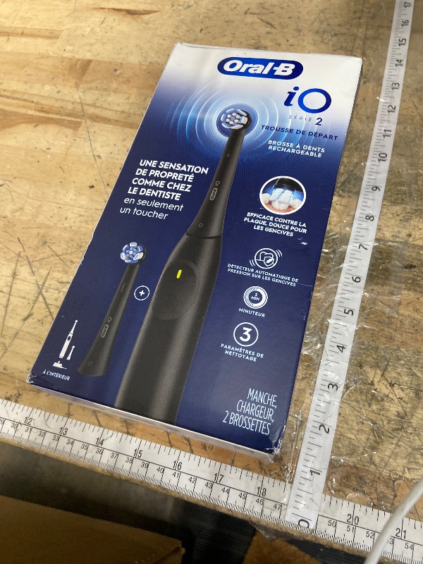 Photo 1 of **FACTORY SEALED** Oral-B iO Series 2 Rechargeable Electric Powered Toothbrush Starter Kit, Night Black with 2 Brush Heads - Automatic Pressure Sensor to Protect Gums - 3 Modes - 2 Min Timer