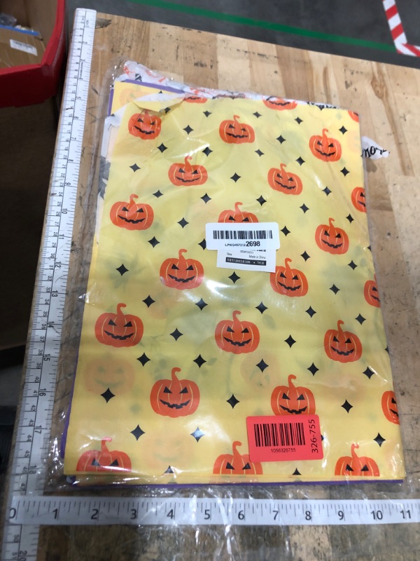 Photo 1 of 120 Sheets Halloween Tissue Paper for Gift Bags, 20" x 14" Black Orange Purple Wrapping Tissue Paper with Ghost Bat Pumpkin Maple Leaf Pattern for Halloween Decoration