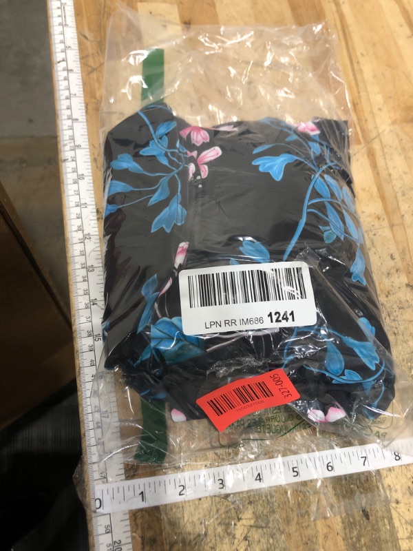 Photo 1 of ***MISSING BREAST PAD**** Fanuerg Women's Tankini Swimsuits Ruffled Flowy Tankini Tops with Boy Shorts Swimwear Tummy Control Two Piece Bathing Suits Black Blue Floral M